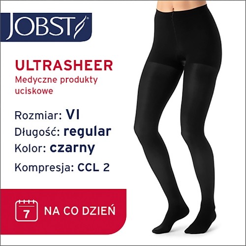 Zdjęcie produktu - 0 JOBST ULTRASHEER Rajstopy uciskowe CCL2 czarny, rozmiar 6 ZP