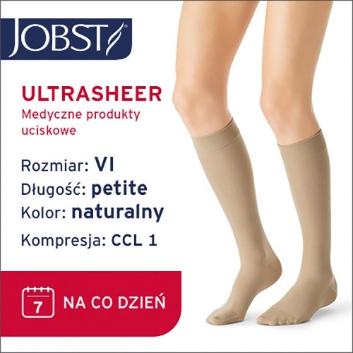 Miniaturka artykułu - #0 JOBST ULTRASHEER Podkolan&oacute;wki uciskowe kr&oacute;tkie CCL1 naturalny, rozmiar 6 ZP