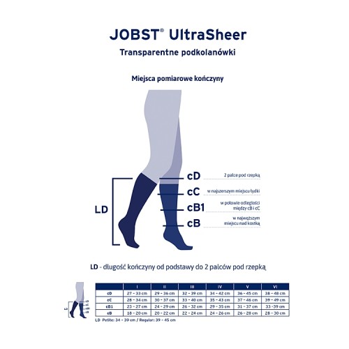 #2 – JOBST ULTRASHEER Podkolan&oacute;wki uciskowe kr&oacute;tkie CCL1 czarny, rozmiar 5 ZP