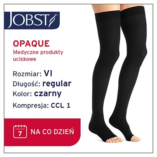 Miniaturka artykułu - #0 JOBST OPAQUE pończochy uciskowe długie CCL1 czarny, rozmiar 6 OP
