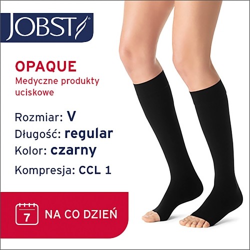 Miniaturka artykułu - #0 JOBST OPAQUE podkolan&oacute;wki uciskowe długie CCL1 czarny, rozmiar 5 OP