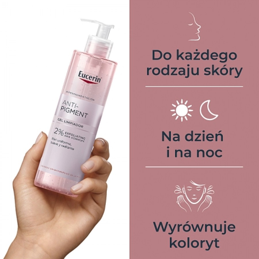 Miniaturka artykułu - #1 Eucerin Anti-Pigment Żel oczyszczający do twarzy z kwasami AHA, 400 ml