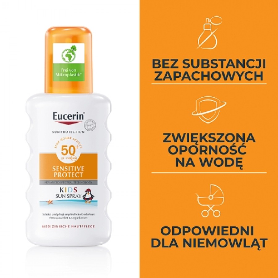 Miniaturka artykułu - #1 Eucerin Sun Kids Spray przeciwsłoneczny dla dzieci i niemowląt SPF50, 200 ml