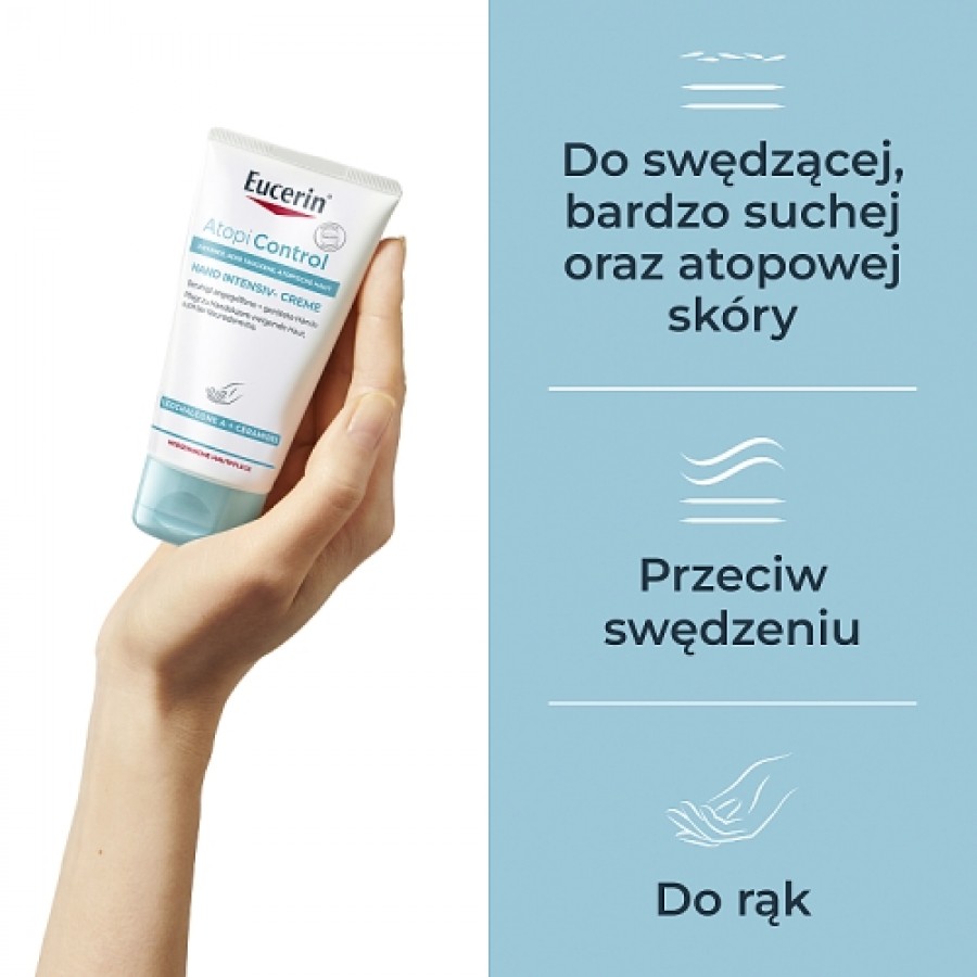 Miniaturka artykułu - #1 Eucerin AtopiControl Kojący krem do rąk dłoni z egzemą, 75 ml