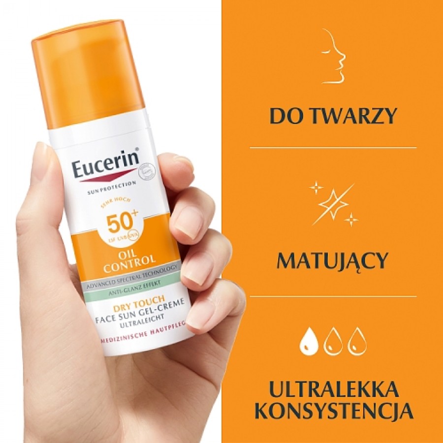 Miniaturka artykułu - #1 Eucerin Oil Control Żel-krem koloryzujący do cery trądzikowej SPF50 - jasny, 50 ml