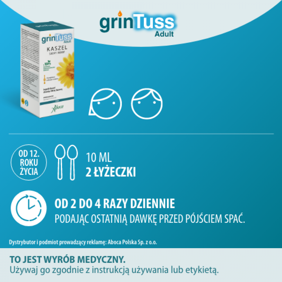 Zdjęcie produktu - 5 GrinTuss Adult Syrop na kaszel suchy i mokry, 180 g