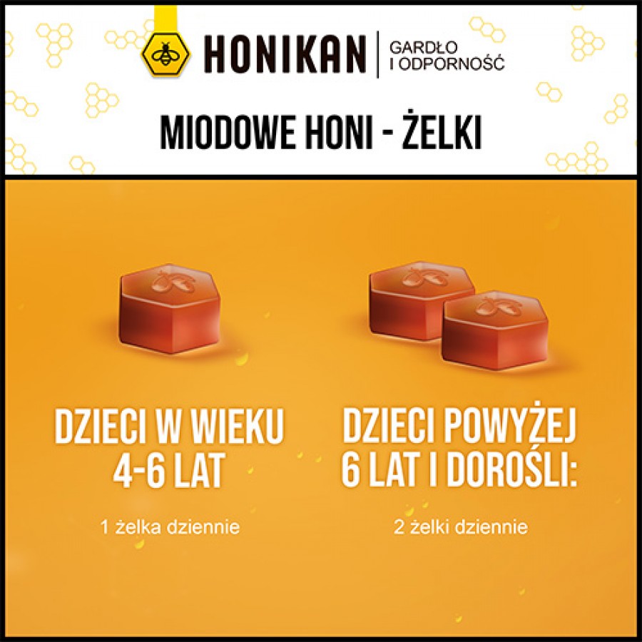 Zdjęcie produktu - 3 Honikan Gardło i Odporność Miodowe Honi - żelki, 30 szt.