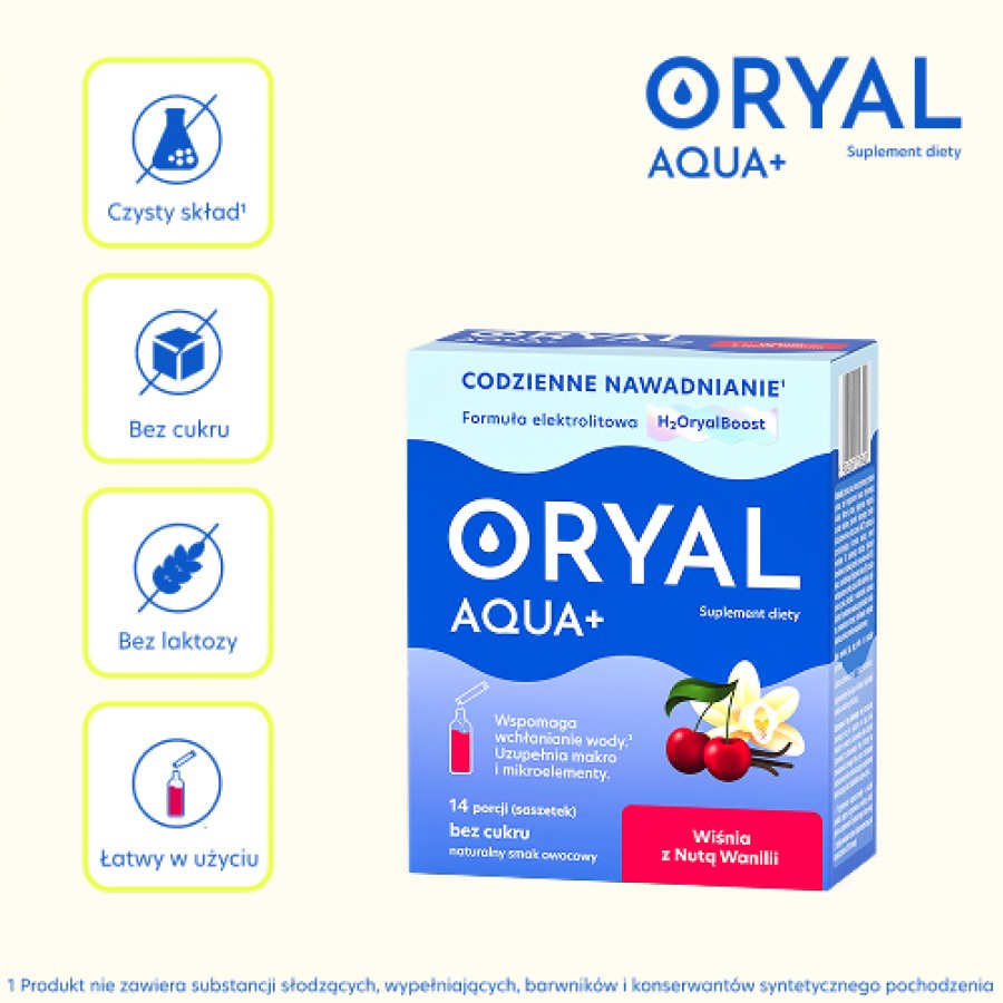 Zdjęcie produktu - 2 Oryal Aqua+ Wiśnia z Nutą Wanilii, 14 sasz.
