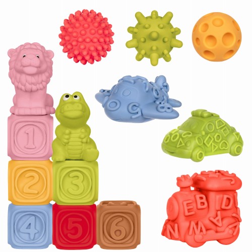 Miniaturka artykułu - #0 Tullo 4w1 Montessori Sensoryczny zestaw edukacyjny 12m+, 14 szt.