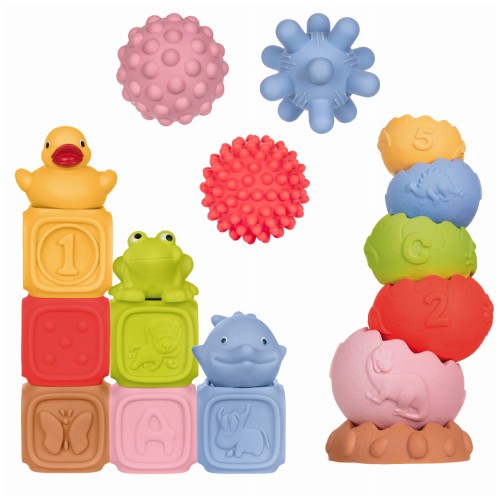 Zdjęcie produktu - 0 Tullo 4w1 Montessori Sensoryczny zestaw edukacyjny 6+, 18 szt.