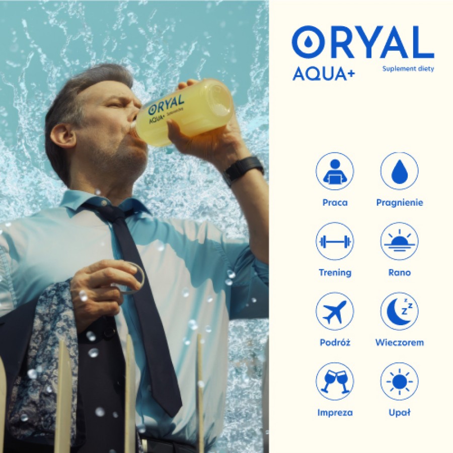 Zdjęcie produktu - 4 Oryal Aqua Elektrolity o smaku ananas-kokos-mango, 14 sasz.