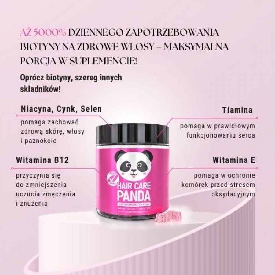 Zdjęcie produktu - 0 Noble Health Hair Care Panda Żelki wegańskie, 300 g - suplement diety z biotyną