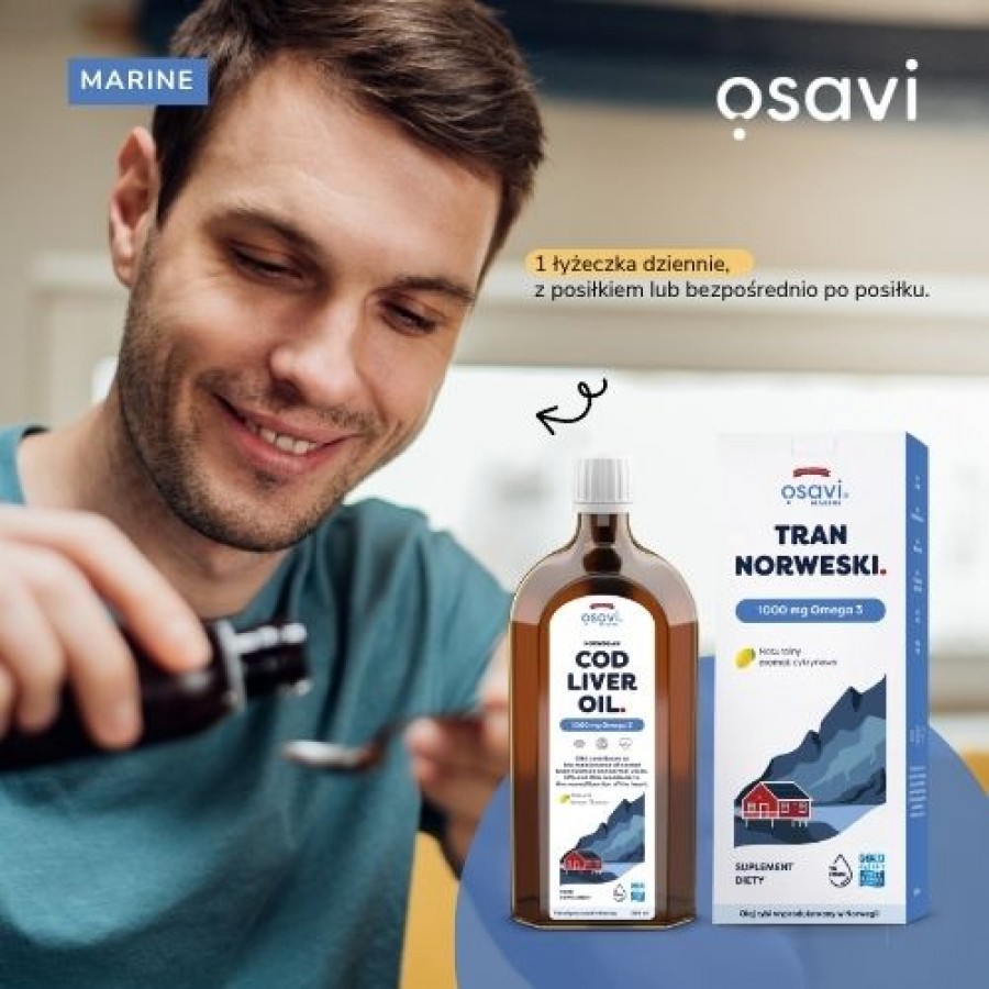 Miniaturka artykułu - #0 Osavi Tran Norweski 1000 mg Omega 3 aromat cytrynowy, 500 ml