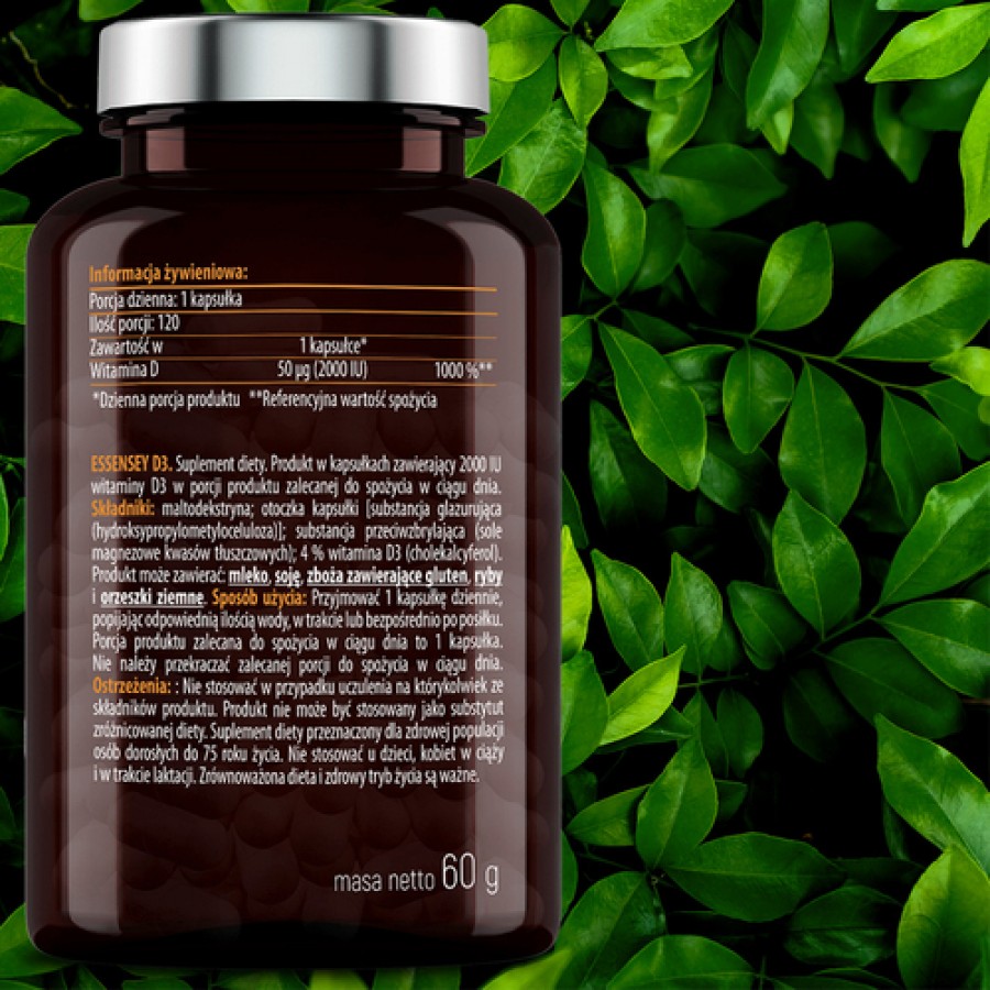 Zdjęcie produktu - 4 Essensey Witamina D3 2000 IU, 120 kaps.