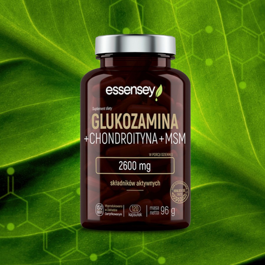 Zdjęcie produktu - 2 Essensey Glukozamina + Chondroityna + MSM, 120 kaps.