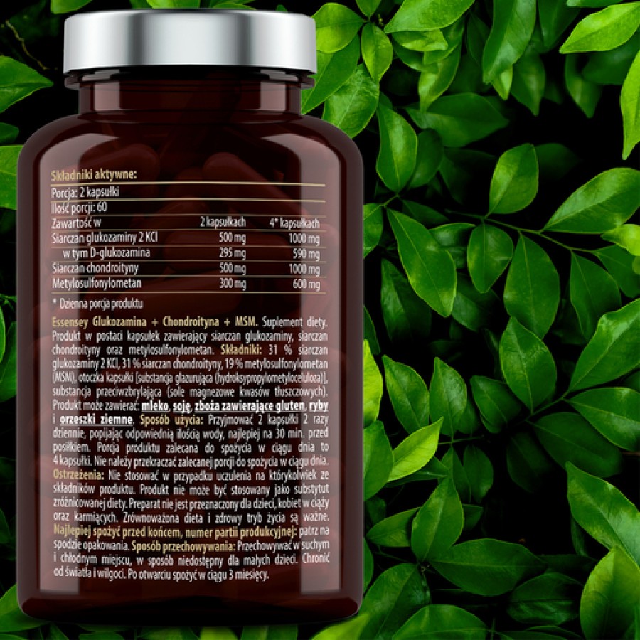 Zdjęcie produktu - 4 Essensey Glukozamina + Chondroityna + MSM, 120 kaps.
