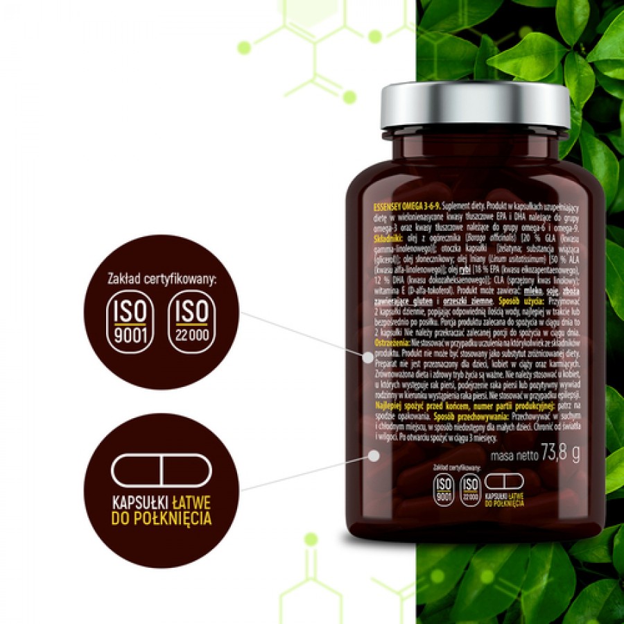 Miniaturka artykułu - #1 Essensey Omega 3-6-9, 90 kaps.