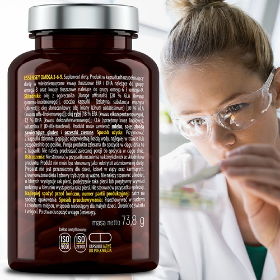 Zdjęcie produktu - 3 Essensey Omega 3-6-9, 90 kaps.