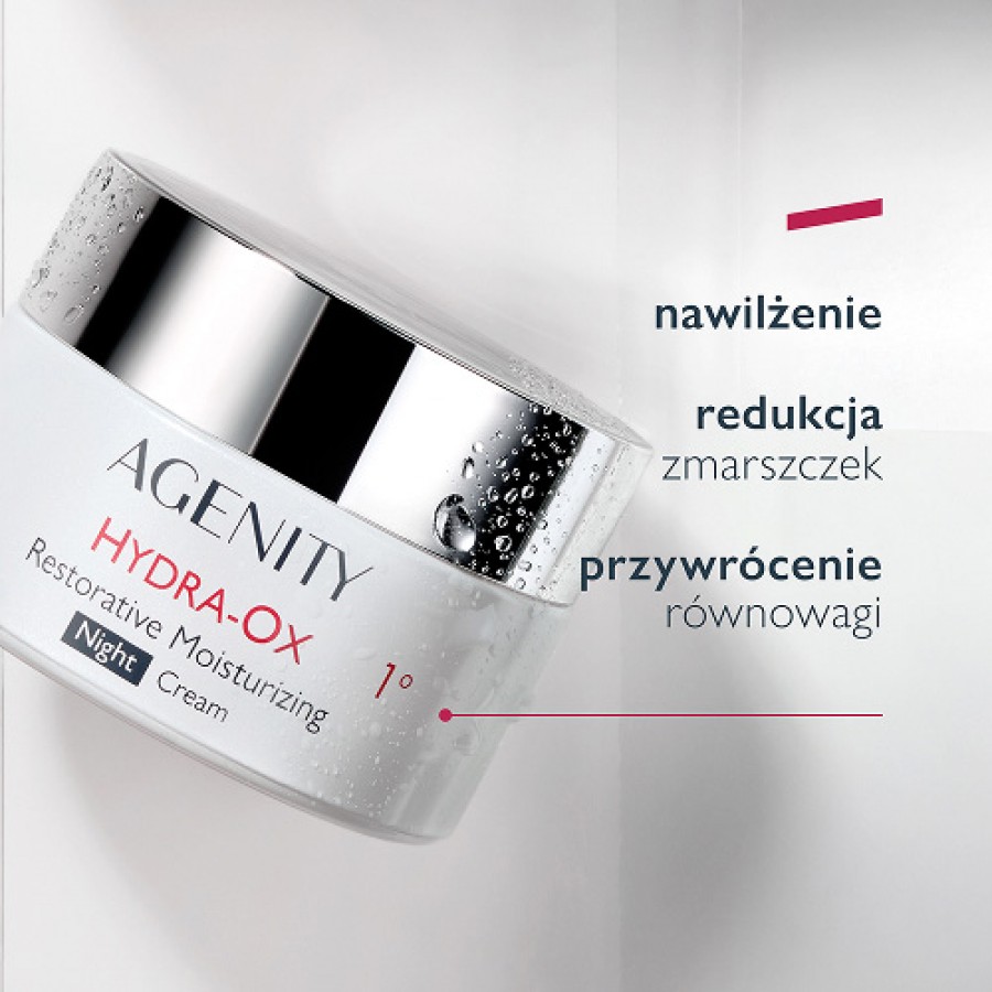Miniaturka artykułu - #1 Agenity Hydra-Ox Odbudowujący krem nawilżający na noc, 50 ml