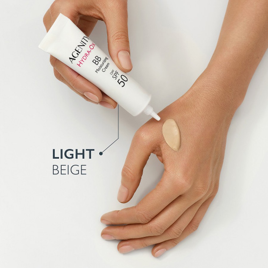 Miniaturka artykułu - #1 Agenity Hydra-Ox BB Krem nawilżający na dzień SPF50, 10 Light Beige, 30 ml