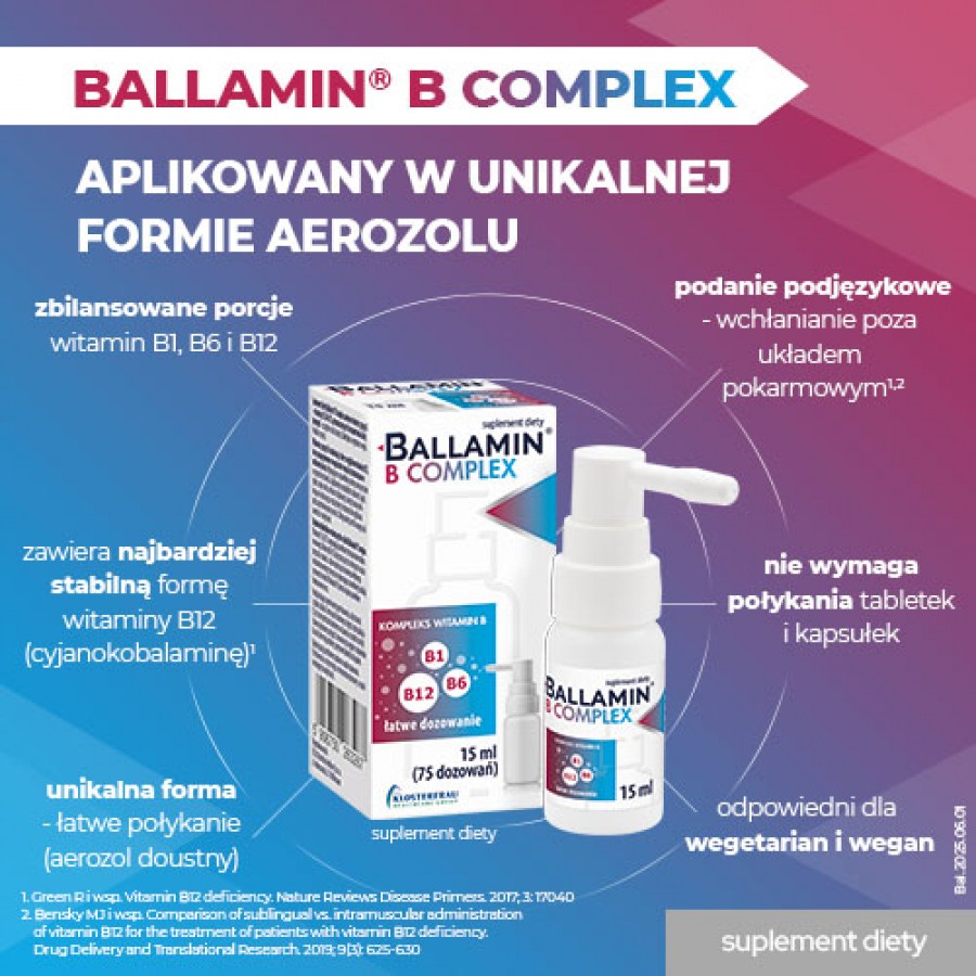 Zdjęcie produktu - 1 Ballamin B Complex Witaminy z grupy B spray, 15 ml