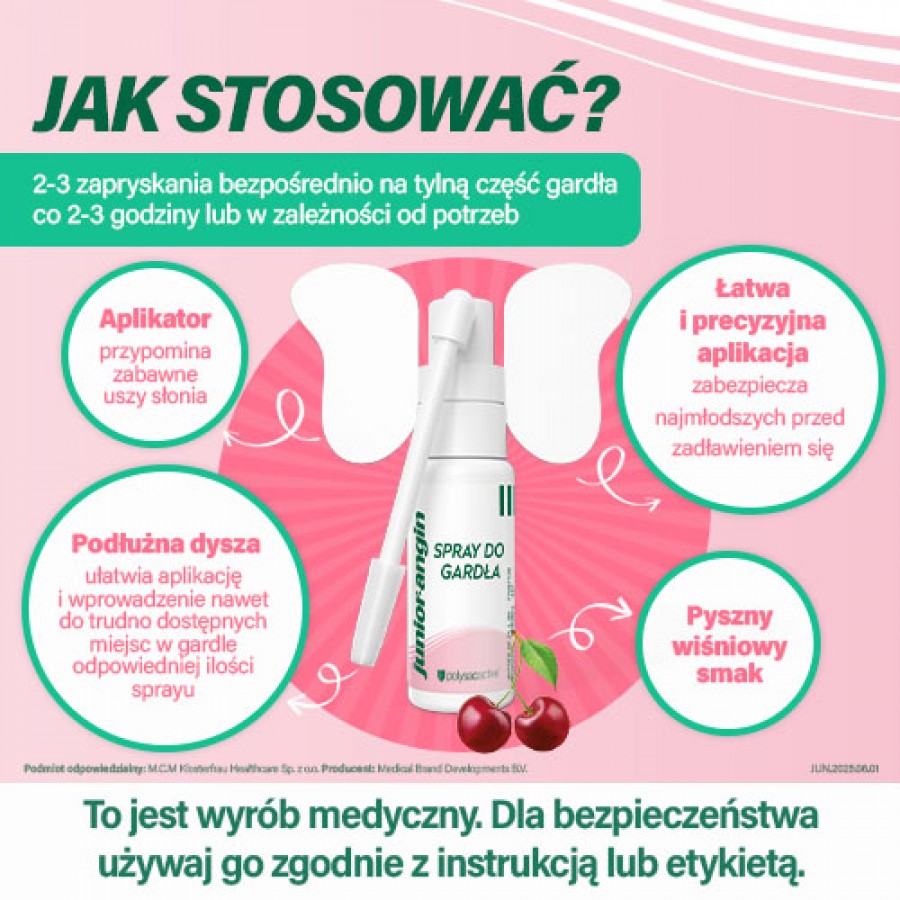 Zdjęcie produktu - 4 Junior-angin Spray do gardła o smaku wiśniowym, 20 ml