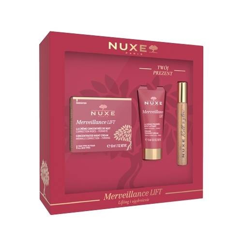 Miniaturka artykułu - #0 NUXE Zestaw Merveillance Lift Krem liftingujący na noc, 50 ml + Krem liftingujący na dzień, 15 ml + Rozświetlający olejek ze złotymi drobinkami, 8 ml