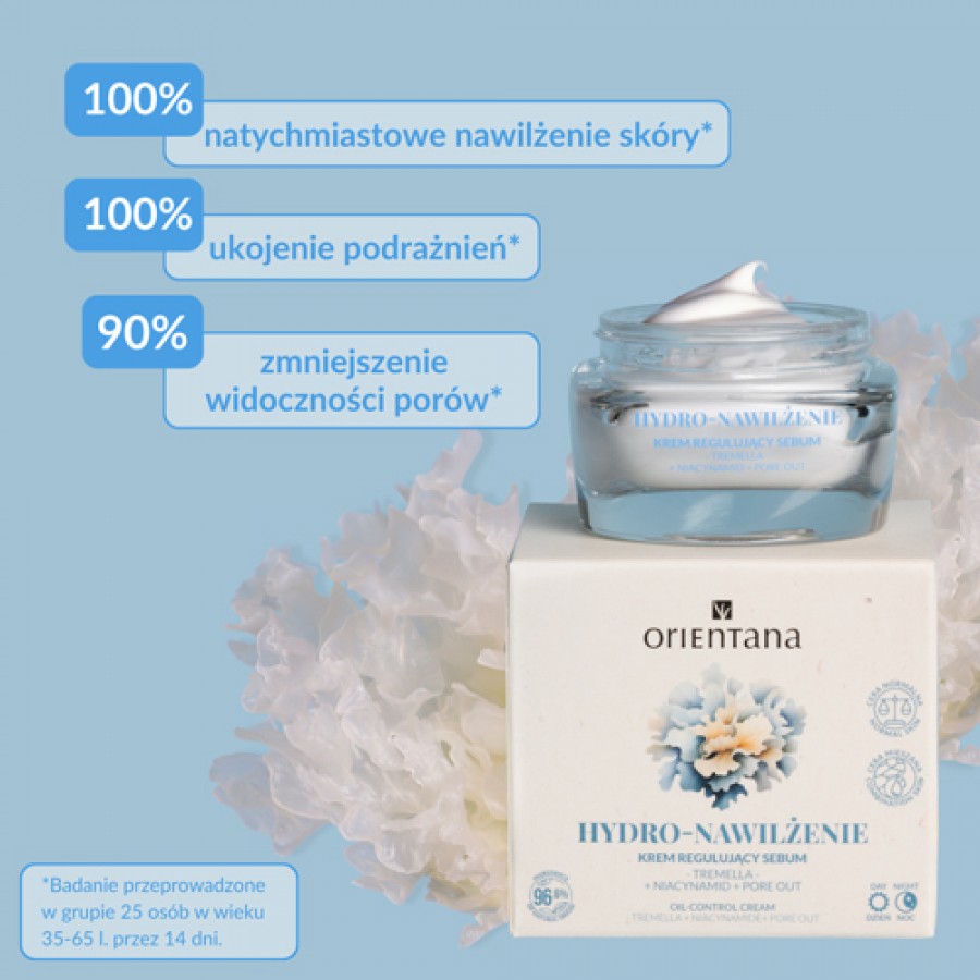 Miniaturka artykułu - #1 Orientana Hydro-Nawilżenie Krem regulujący sebum Tremella Niacynamid Pore out, 50 ml