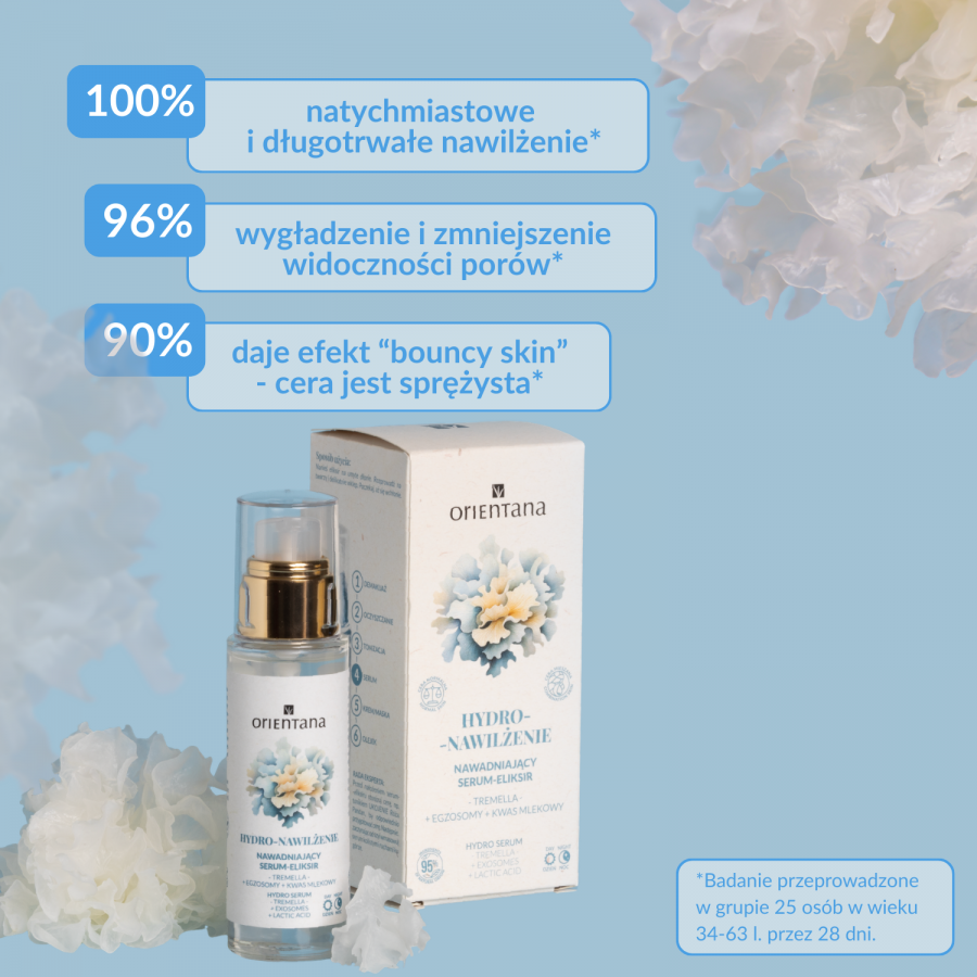 Miniaturka artykułu - #1 Orientana Hydro-Nawilżenie Nawadniający Serum-Eliksir Tremella Egzosomy Kwas mlekowy, 30 ml