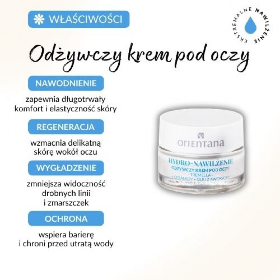 Miniaturka artykułu - #0 Orientana Hydro-Nawilżenie Tremella Ceramidy Olej awokado Odżywczy krem pod oczy, 15 ml