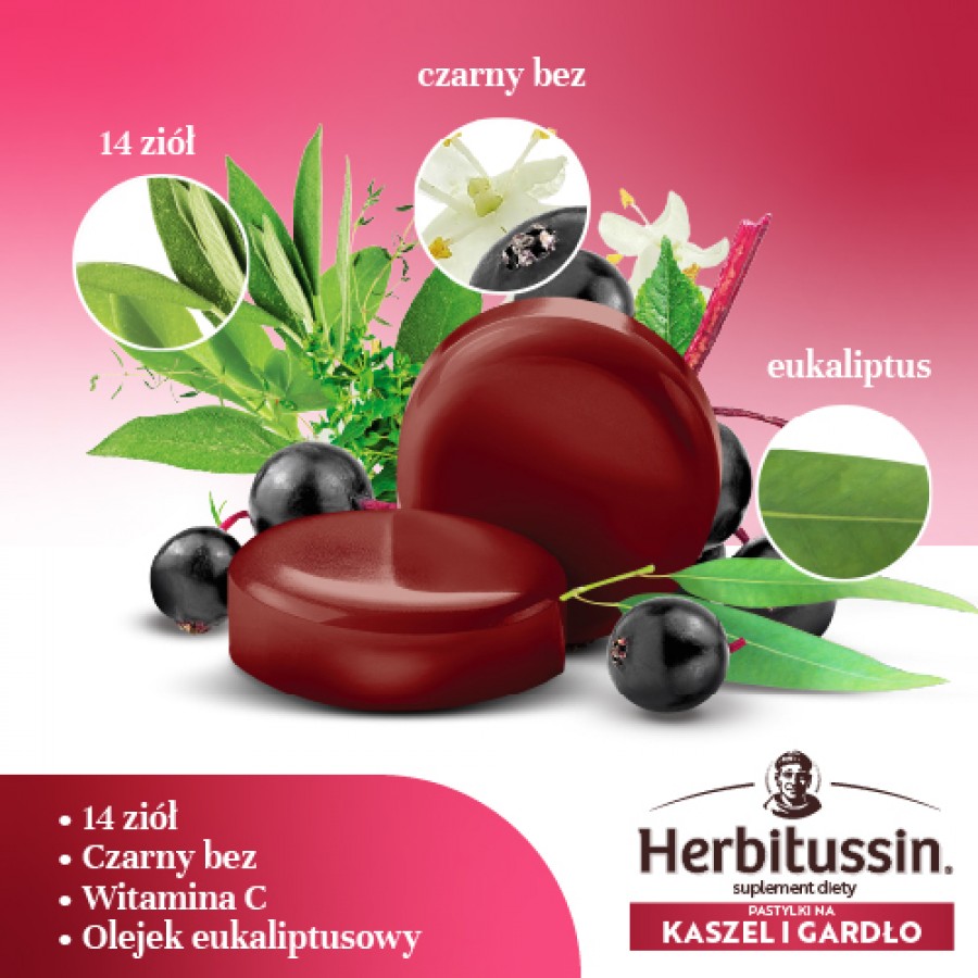 Miniaturka artykułu - #1 Herbitussin Kaszel i Gardło, 12 pastylek do ssania