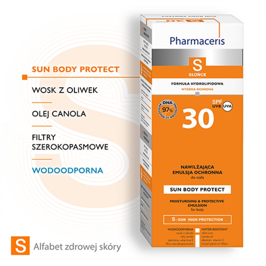 Miniaturka artykułu - #1 PHARMACERIS S SUN PROTECT Nawilżająca emulsja do opalania SPF30 - 150 ml