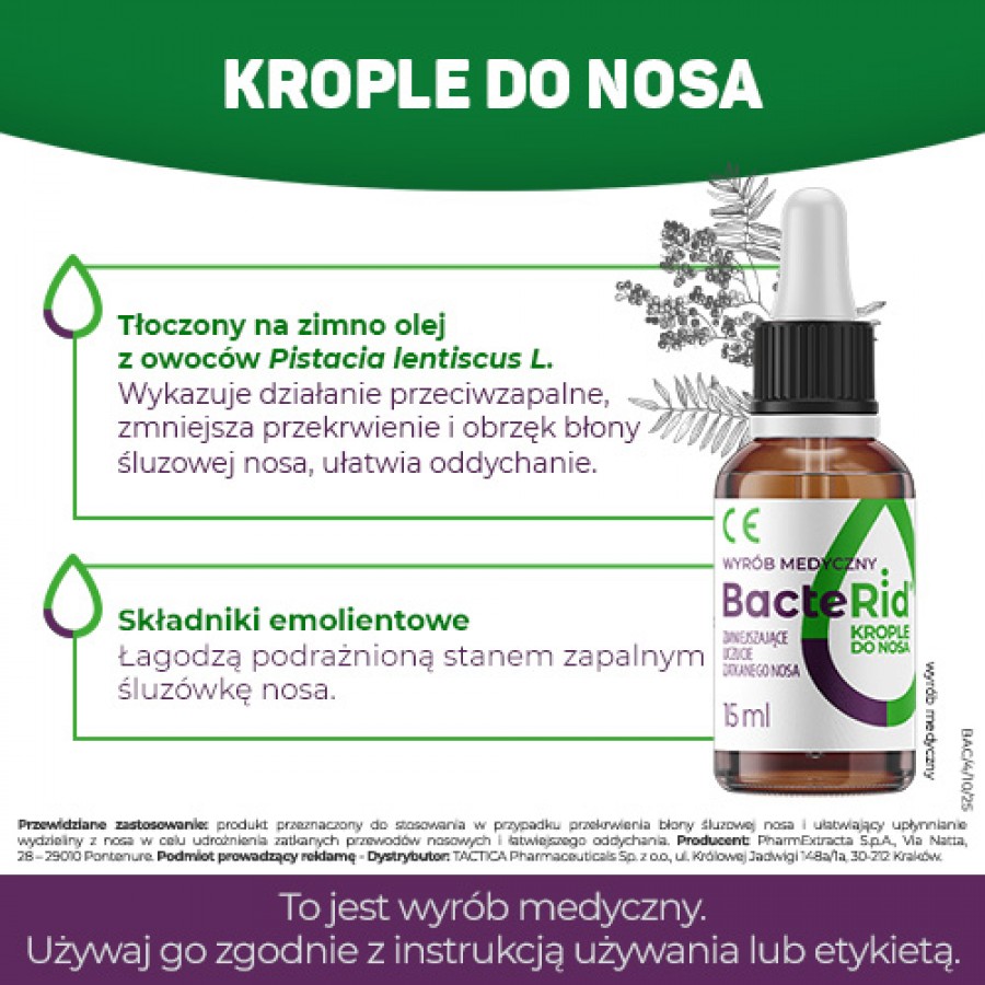 Miniaturka artykułu - #1 BacteRid krople do nosa, 15 ml