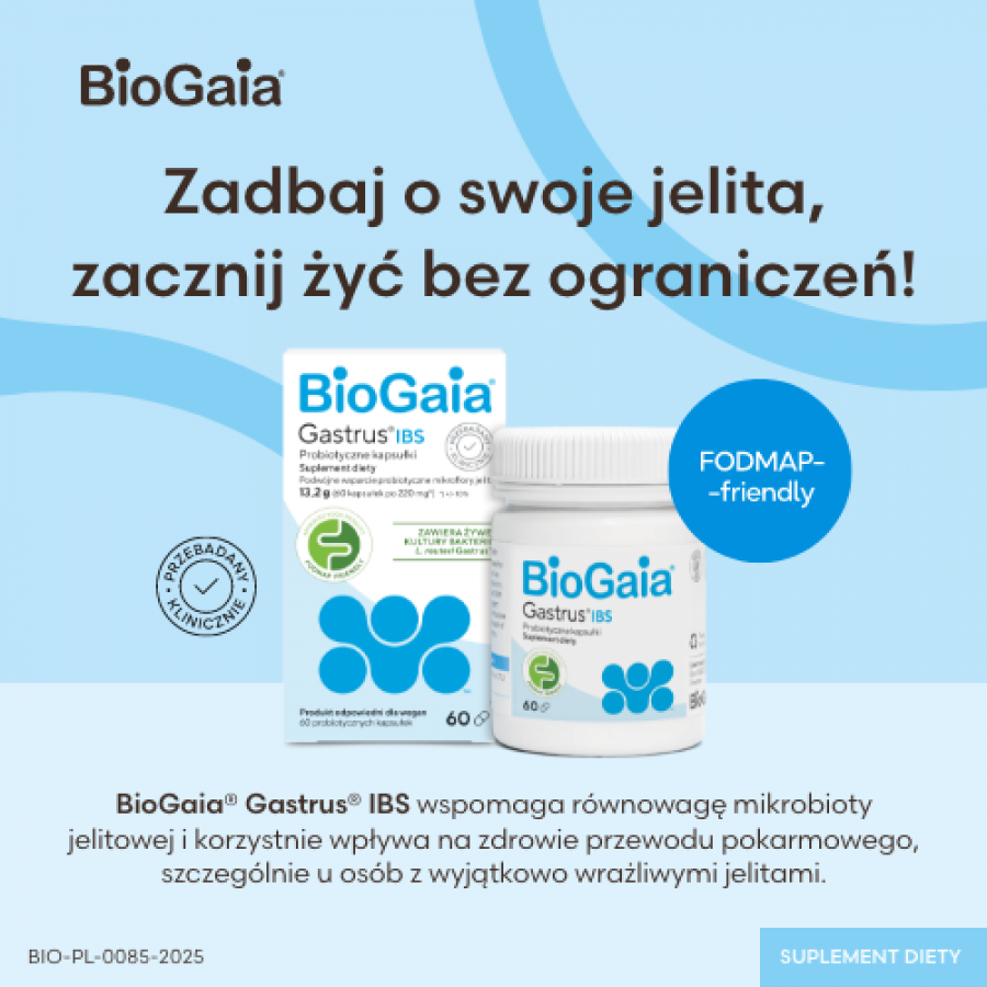 Miniaturka artykułu - #0 Biogaia Gastrus IBS, 60 kaps.