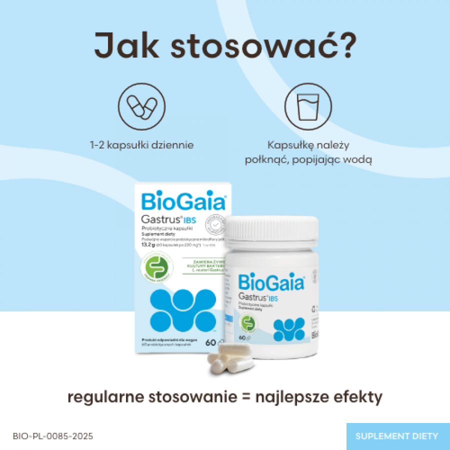 Zdjęcie produktu - 3 Biogaia Gastrus IBS, 60 kaps.