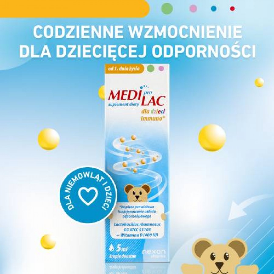Miniaturka artykułu - #1 Mediprolac dla dzieci Immuno krople Probiotyk, 5 ml