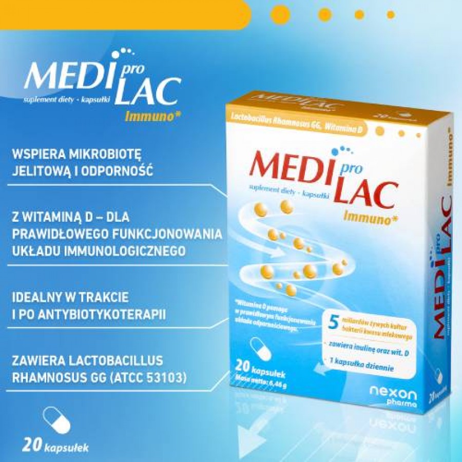 Miniaturka artykułu - #0 Mediprolac Immuno Probiotyk, 20 kaps.