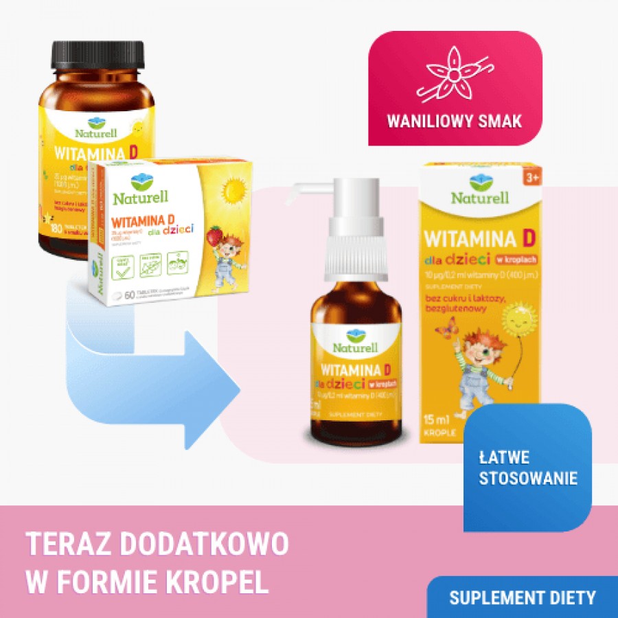 Zdjęcie produktu - 2 Naturell Witamina D dla dzieci w kroplach, 15 ml