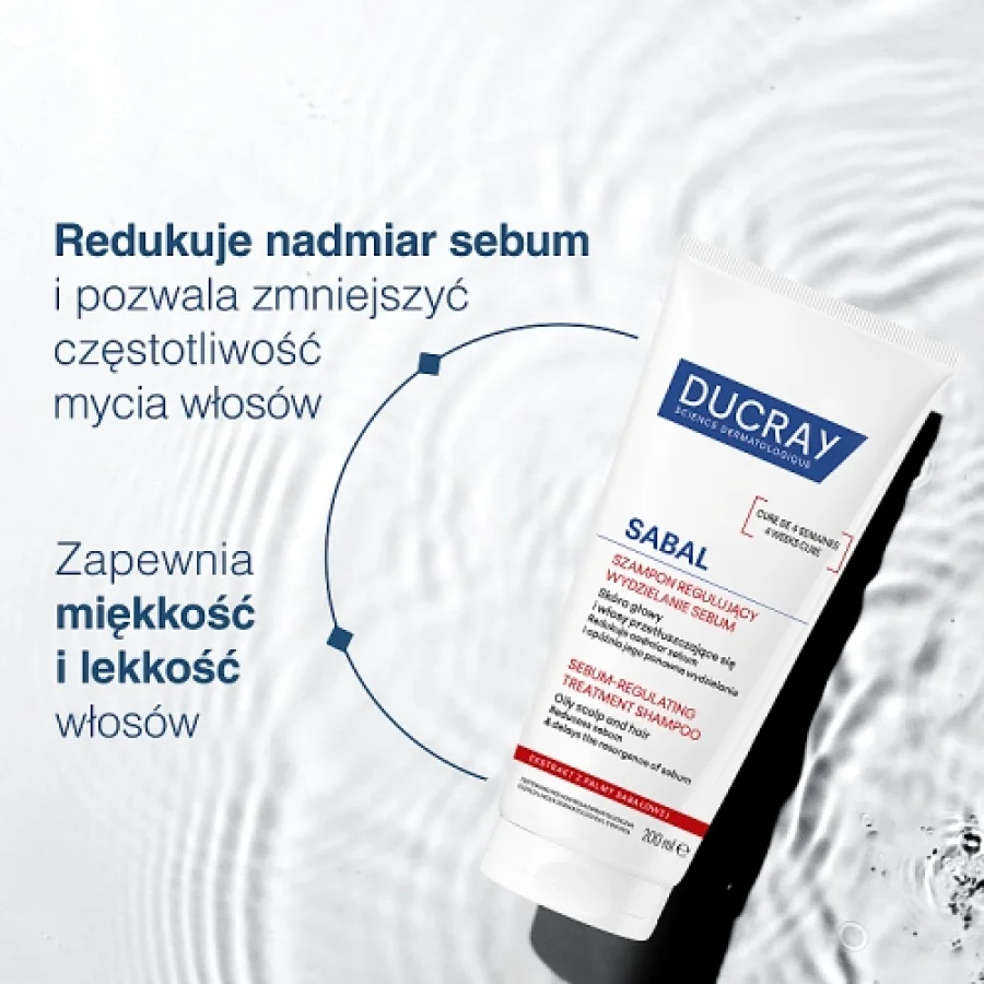 #2 – Ducray Sabal Szampon regulujący wydzielanie sebum, 200 ml