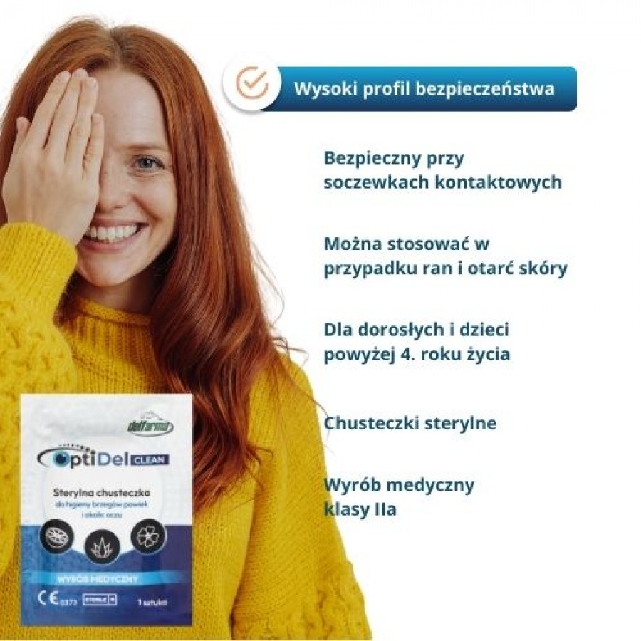 Miniaturka artykułu - #1 OptiDel Clean Sterylne chusteczki do higieny brzeg&oacute;w powiek i okolic oczu, 20 szt.