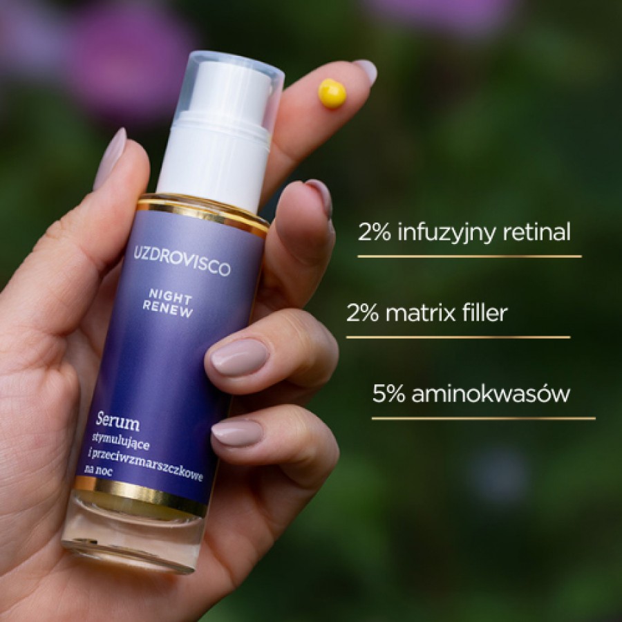 Zdjęcie produktu - 7 Uzdrovisco Night Renew Serum stymulujące i przeciwzmarszczkowe na noc, 30 ml