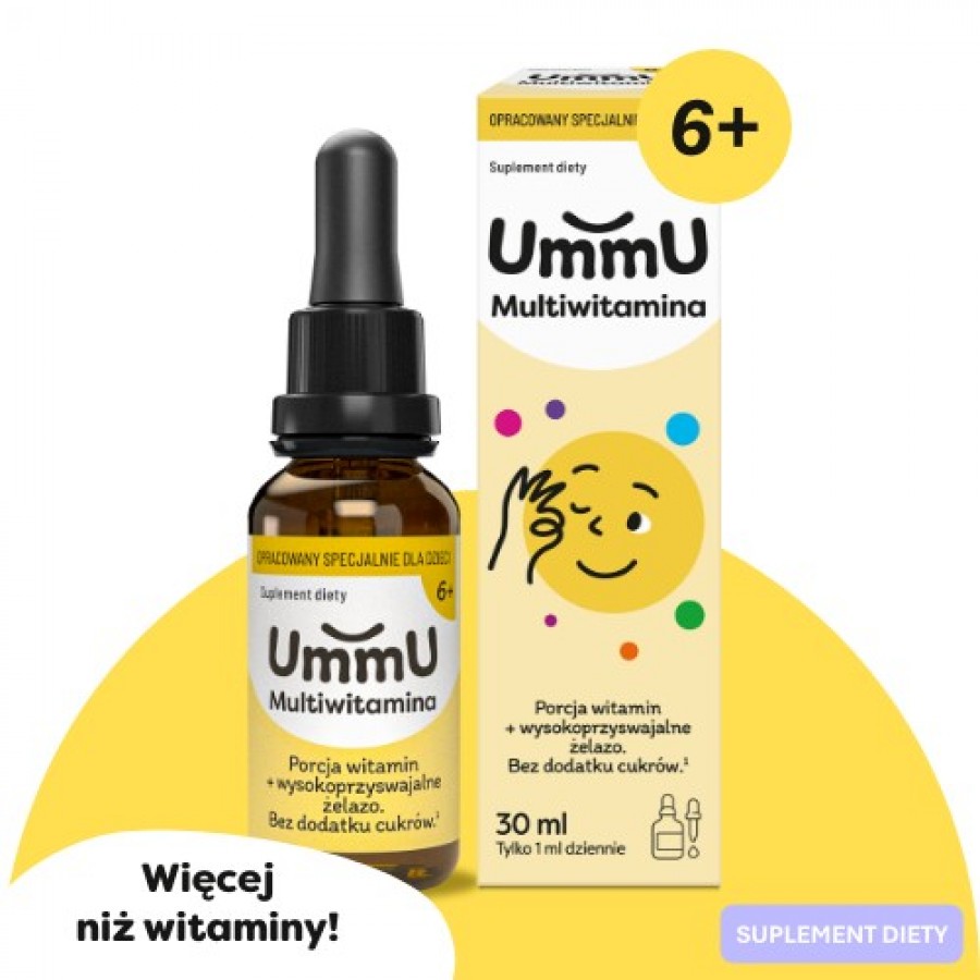 Miniaturka artykułu - #0 Ummu Multiwitamina 6+ krople o smaku pomarańczowym, 30 ml - dla dzieci