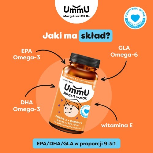 Zdjęcie produktu - 3 UmmU M&oacute;zg & wzrOK 8+, 120 kaps. - dla dzieci i dorosłych