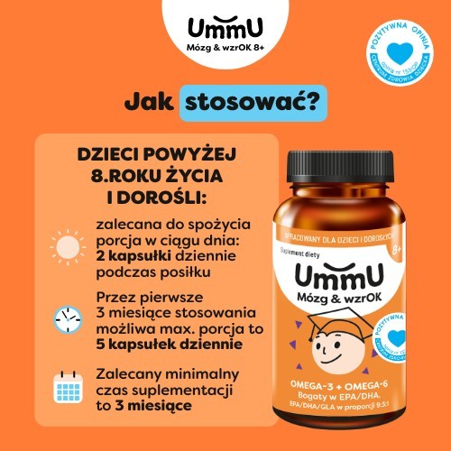 Zdjęcie produktu - 5 UmmU M&oacute;zg & wzrOK 8+, 120 kaps. - dla dzieci i dorosłych