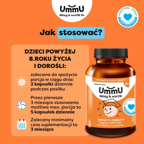 Zdjęcie produktu - 5 UmmU M&oacute;zg & wzrOK 8+, 240 kaps. - dla dzieci i dorosłych