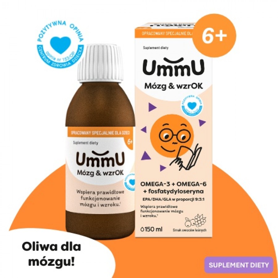 Miniaturka artykułu - #0 UmmU M&oacute;zg & wzrOK 6+ płyn o smaku owoc&oacute;w leśnych, 150 ml - dla dzieci 
