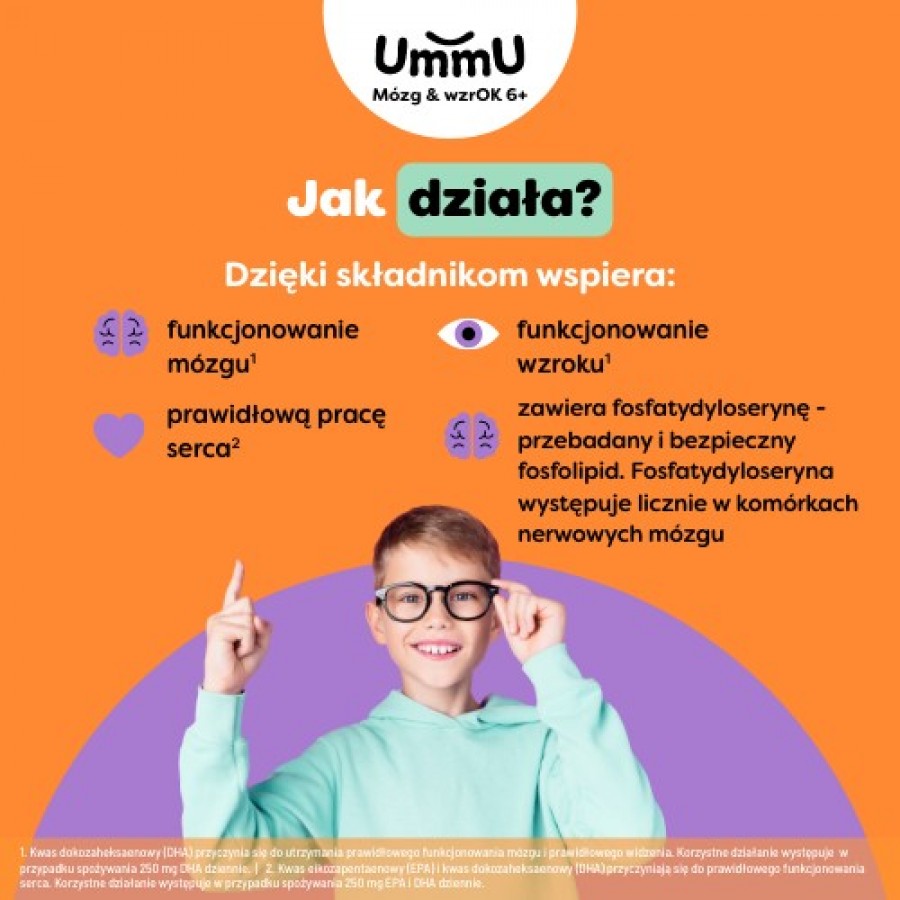 Miniaturka artykułu - #1 UmmU M&oacute;zg & wzrOK 6+ płyn o smaku owoc&oacute;w leśnych, 150 ml - dla dzieci 