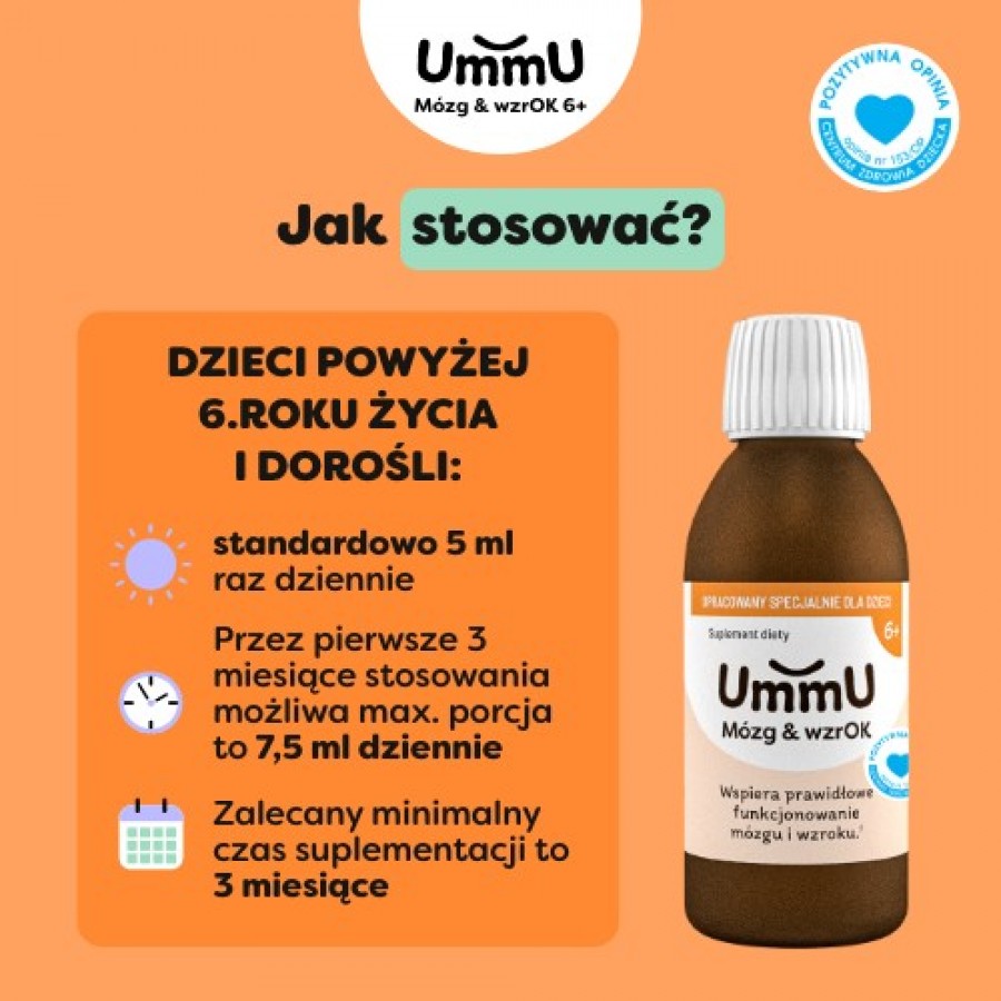 Zdjęcie produktu - 6 UmmU M&oacute;zg & wzrOK 6+ płyn o smaku owoc&oacute;w leśnych, 150 ml - dla dzieci 
