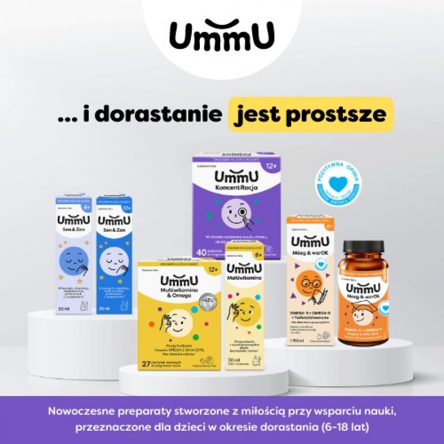Zdjęcie produktu - 7 UmmU M&oacute;zg & wzrOK 6+ płyn o smaku owoc&oacute;w leśnych, 150 ml - dla dzieci 