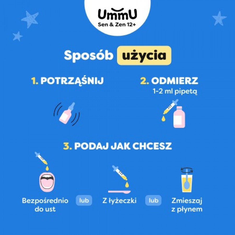 Zdjęcie produktu - 5 UmmU Sen & Zen 12+ krople, 30 ml  - dla dzieci i młodzieży